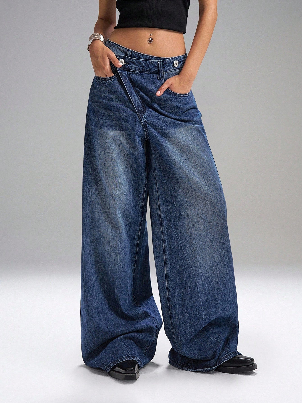 RǏWYÑ | Deconstructed Fly Extra Wide Leg Jeans