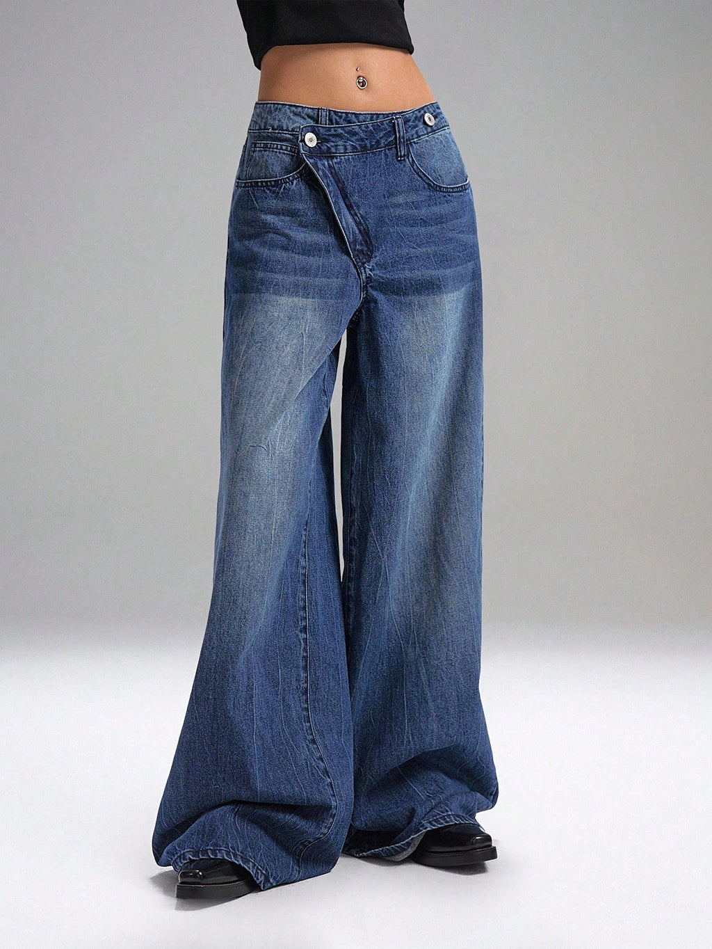 RǏWYÑ | Deconstructed Fly Extra Wide Leg Jeans