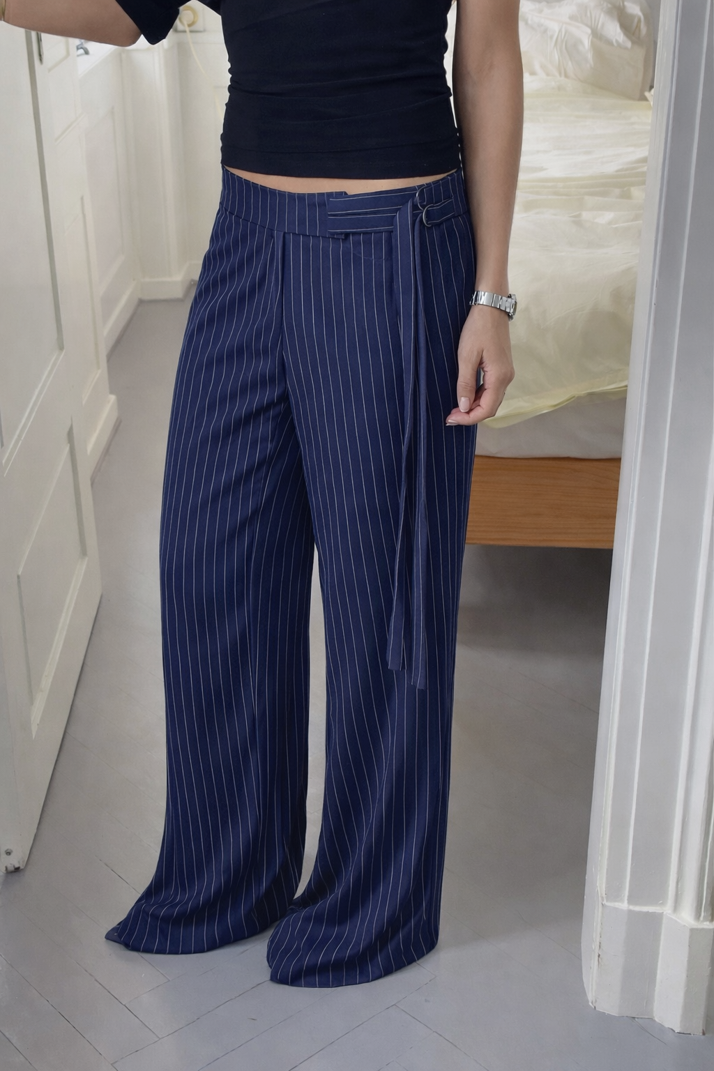 RǏWYÑ | Striped Buckle Up Pants
