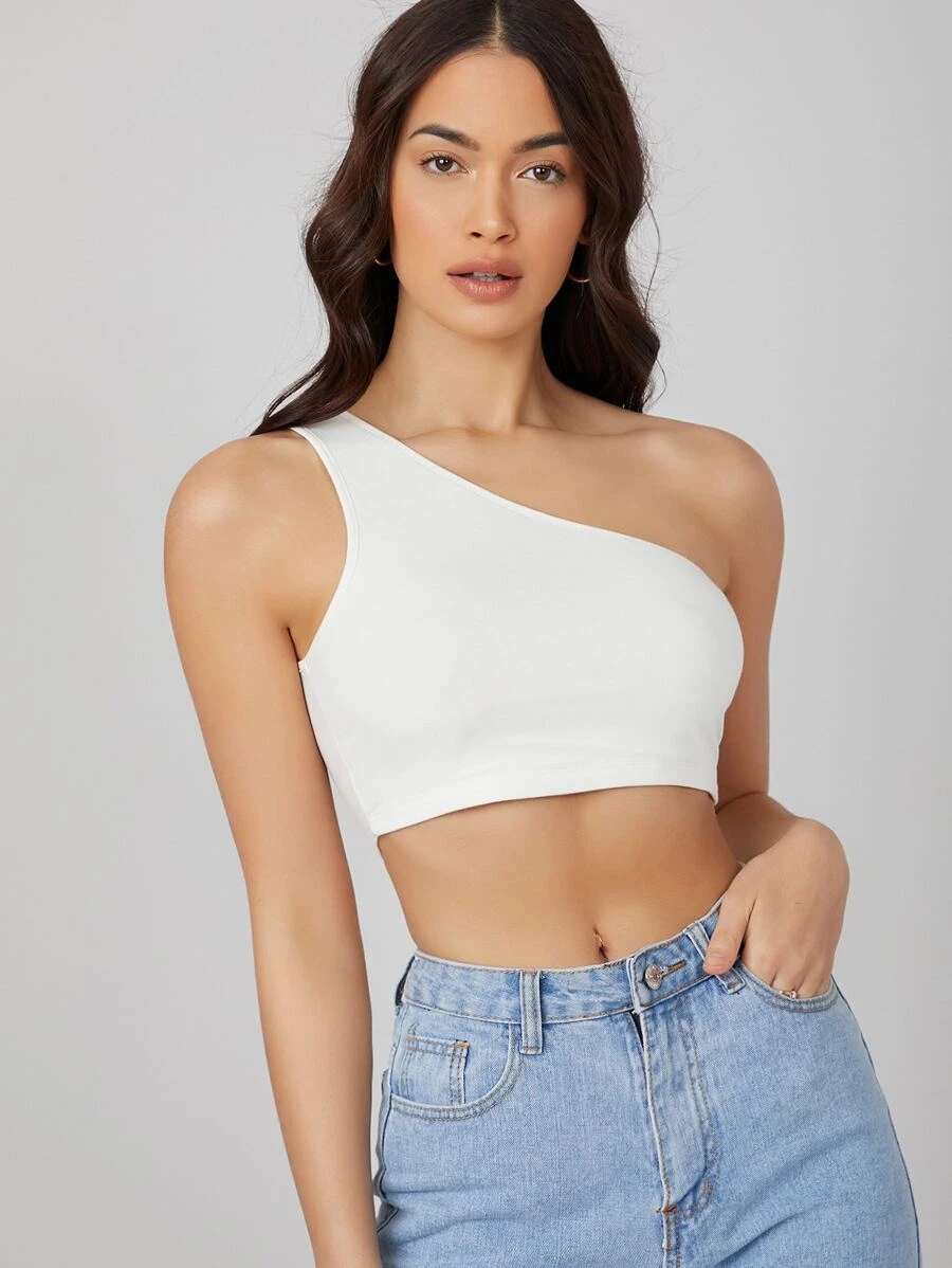 RǏWYÑ | Basic One-Shoulder Cropped Top