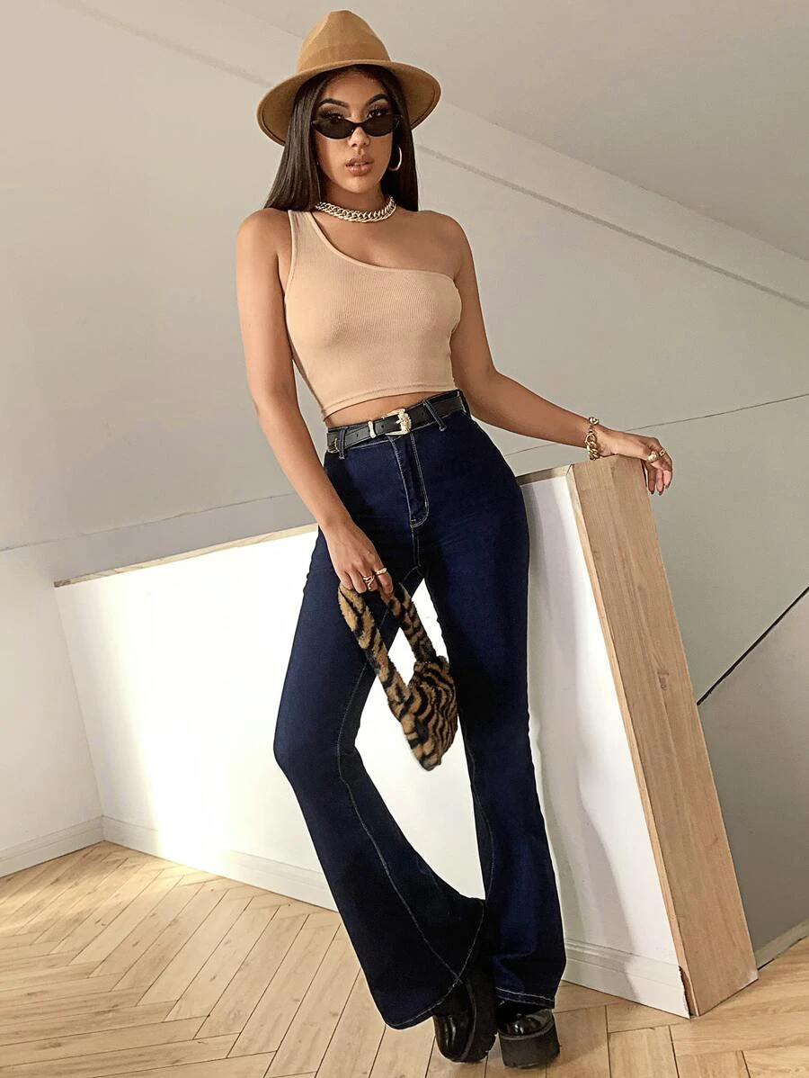 RǏWYÑ | Basic One-Shoulder Cropped Top