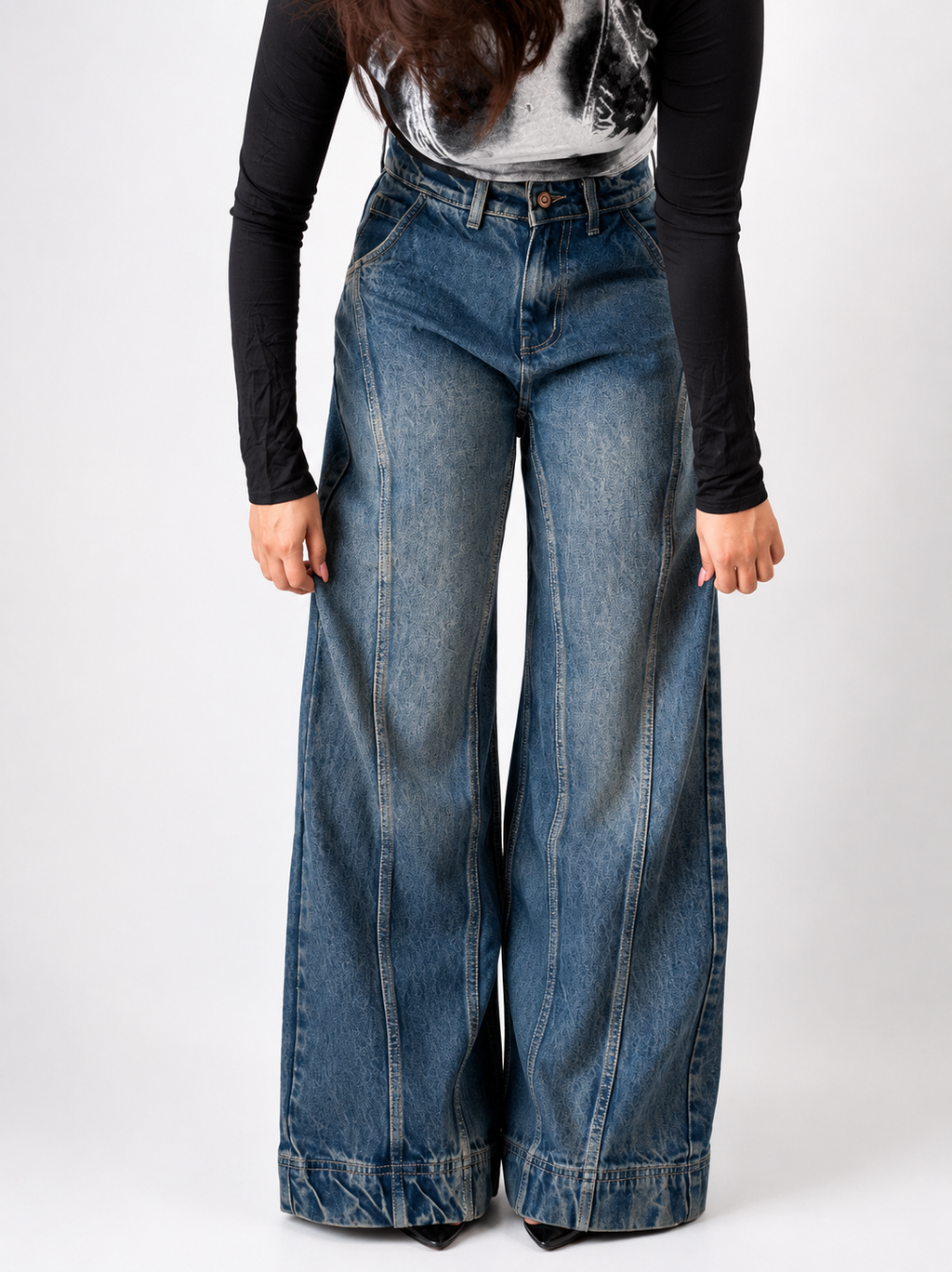 RǏWYÑ | Tinted Vintage Washed Wide Leg Baggy Jeans