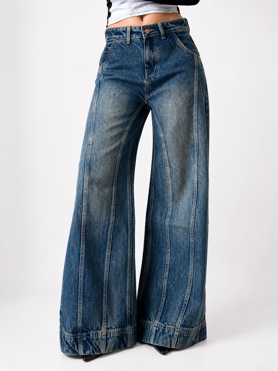 RǏWYÑ | Tinted Vintage Washed Wide Leg Baggy Jeans