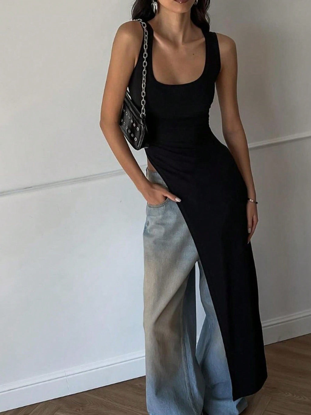RǏWYÑ | Elegant Edge Slant Long Top