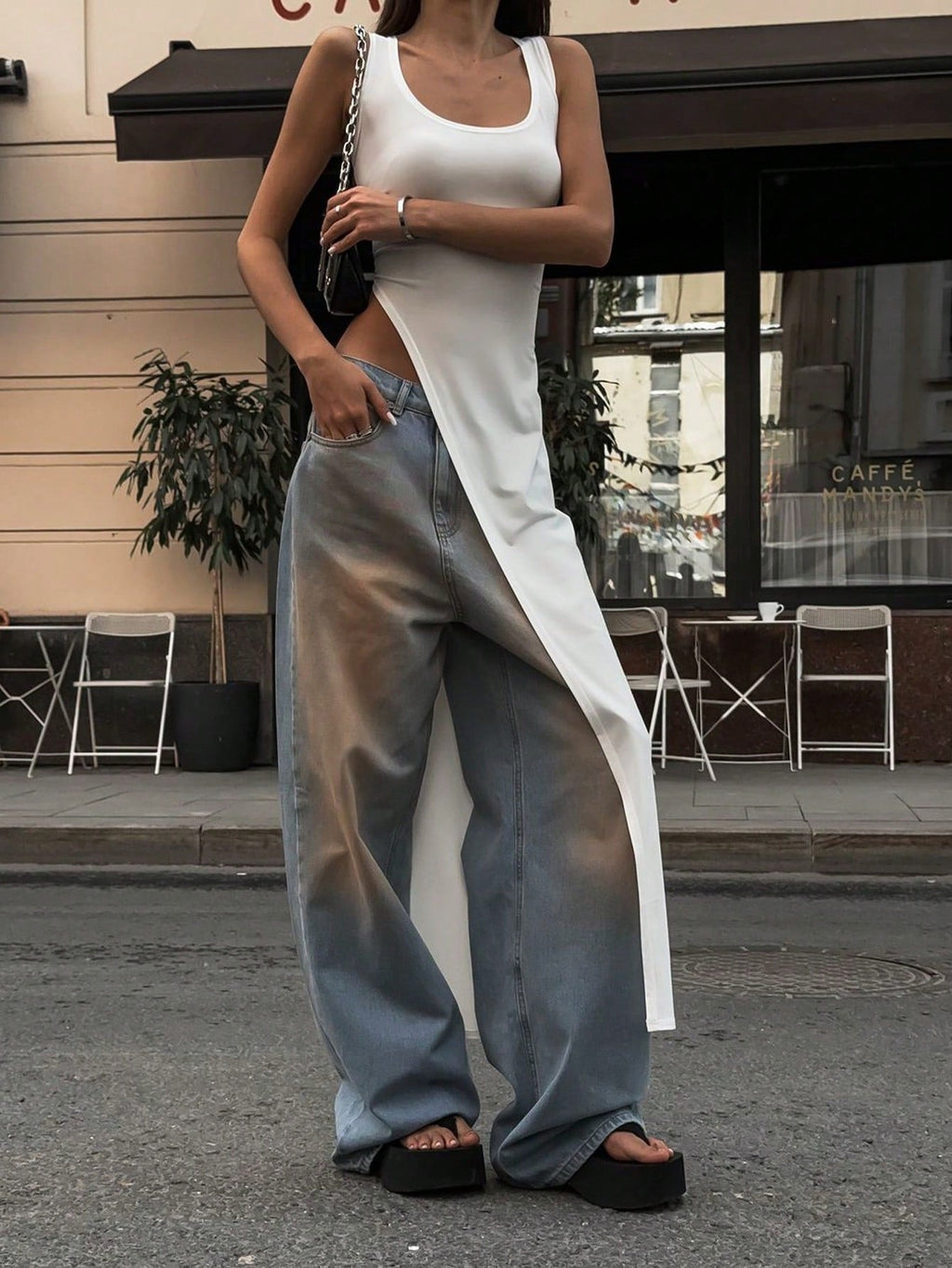 RǏWYÑ | Elegant Edge Slant Long Top