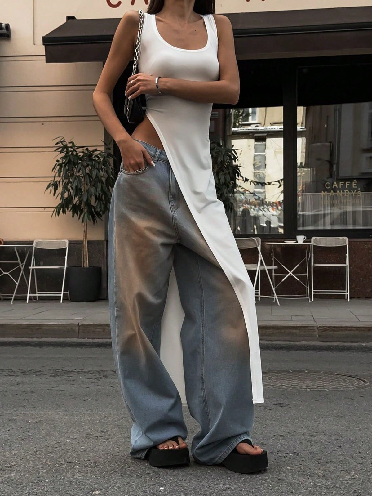RǏWYÑ | Elegant Edge Slant Long Top