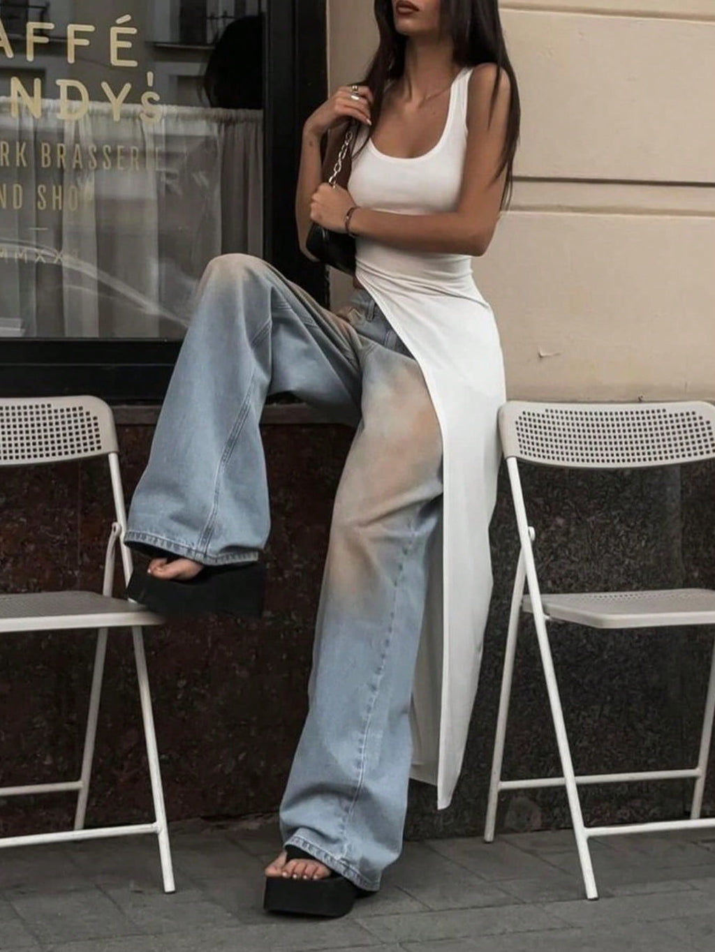 RǏWYÑ | Elegant Edge Slant Long Top