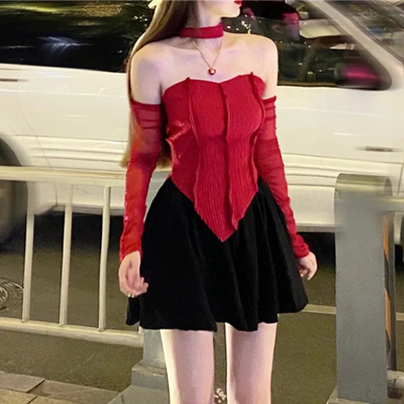 RǏWYÑ | Chic Halter Neck Detachable Sleeves Top