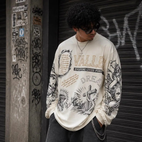 VALLE DREAM white graphic sweatshirt detail