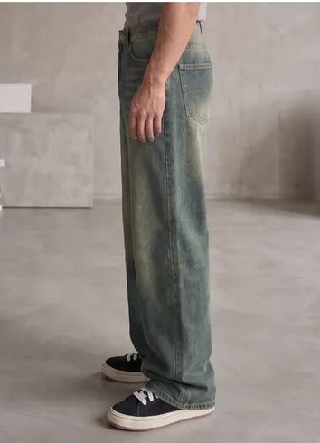 RÎWYÑ Vintage Straight fit Wash Denim Jeans