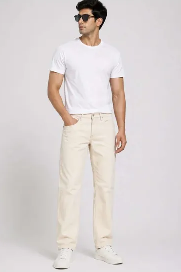 RÎWYÑ Cream Straight-Leg Pants full look