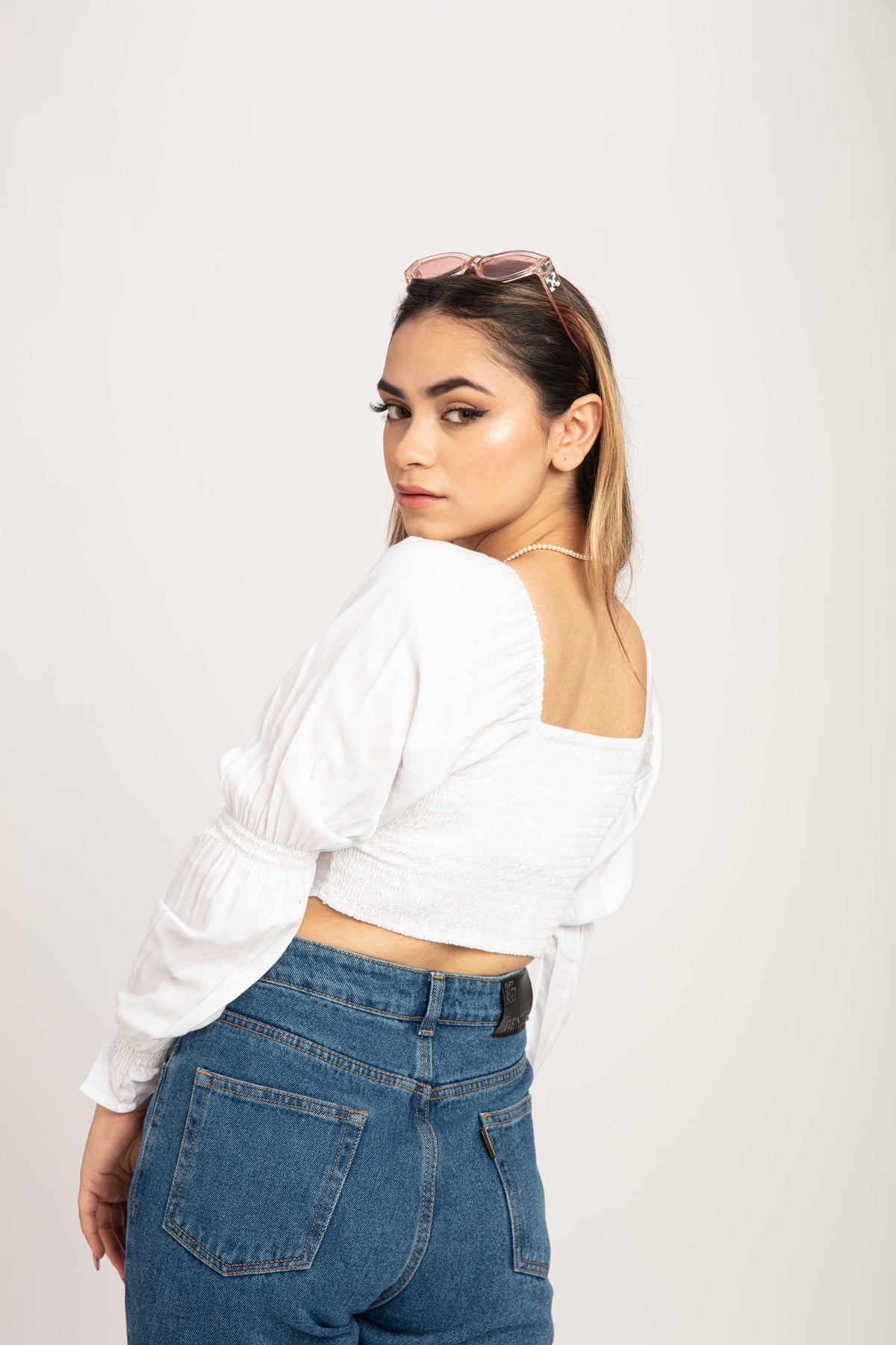 RǏWYÑ | Puff Sleeve Milkmaid Cropped Top
