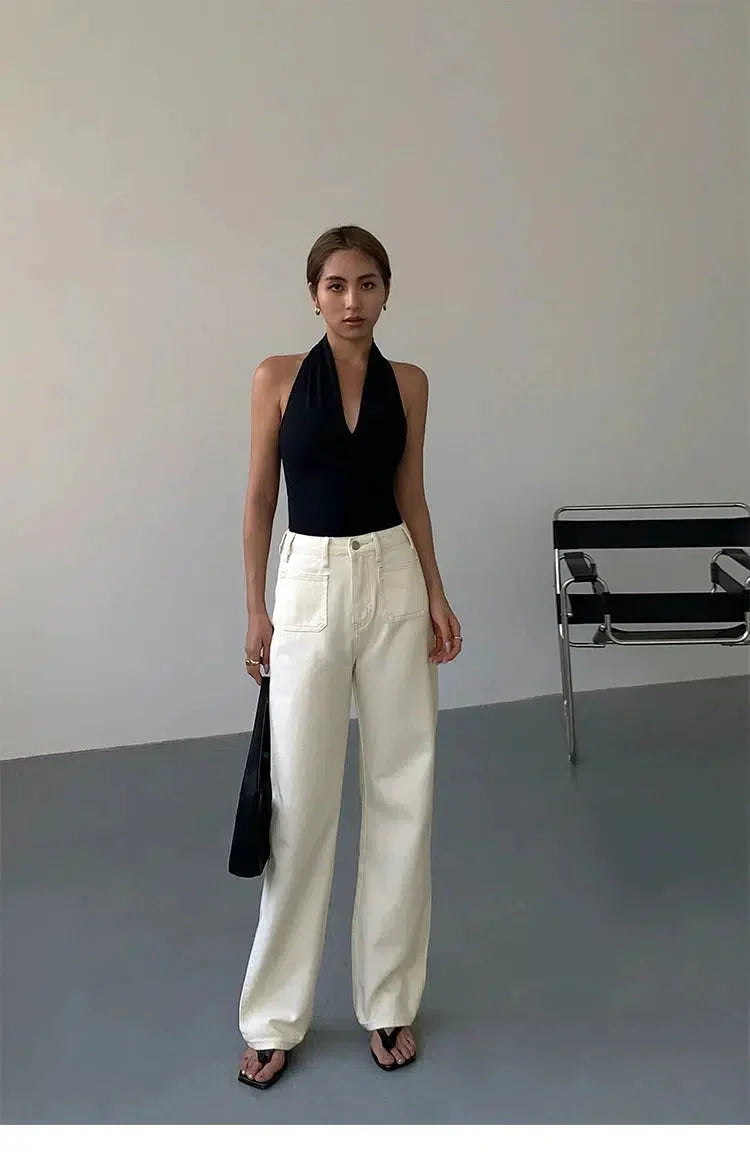 RǏWYÑ | V-Neck Halter Open Back Tank Top