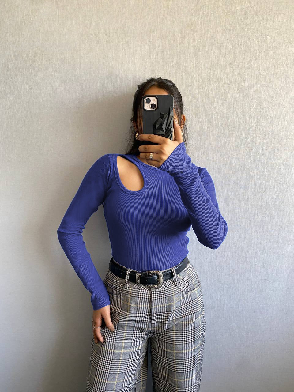 RǏWYÑ | Aesthetic Hollow Out Full Sleeves Rib Top