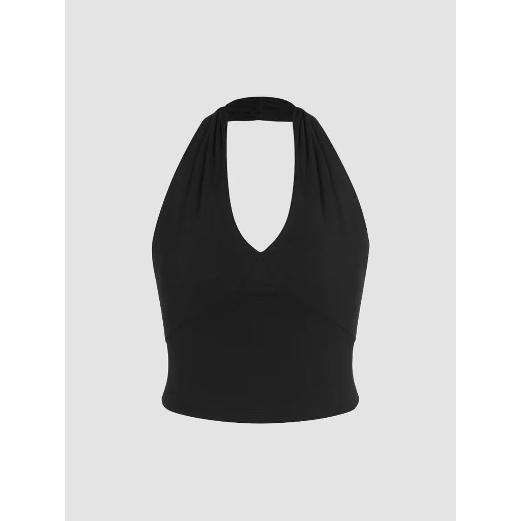 RǏWYÑ | V-Neck Halter Open Back Tank Top