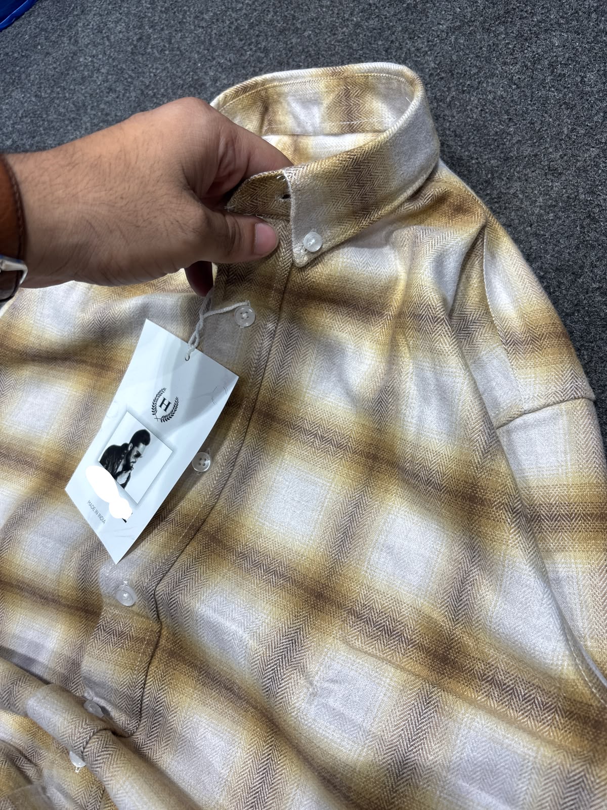 RÎWYÑ Beige Cream Check Shirt