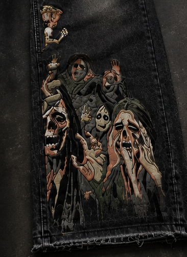 RIWYN DRAFIRE Wide-Leg Denim Printed Jeans- Limited Edition