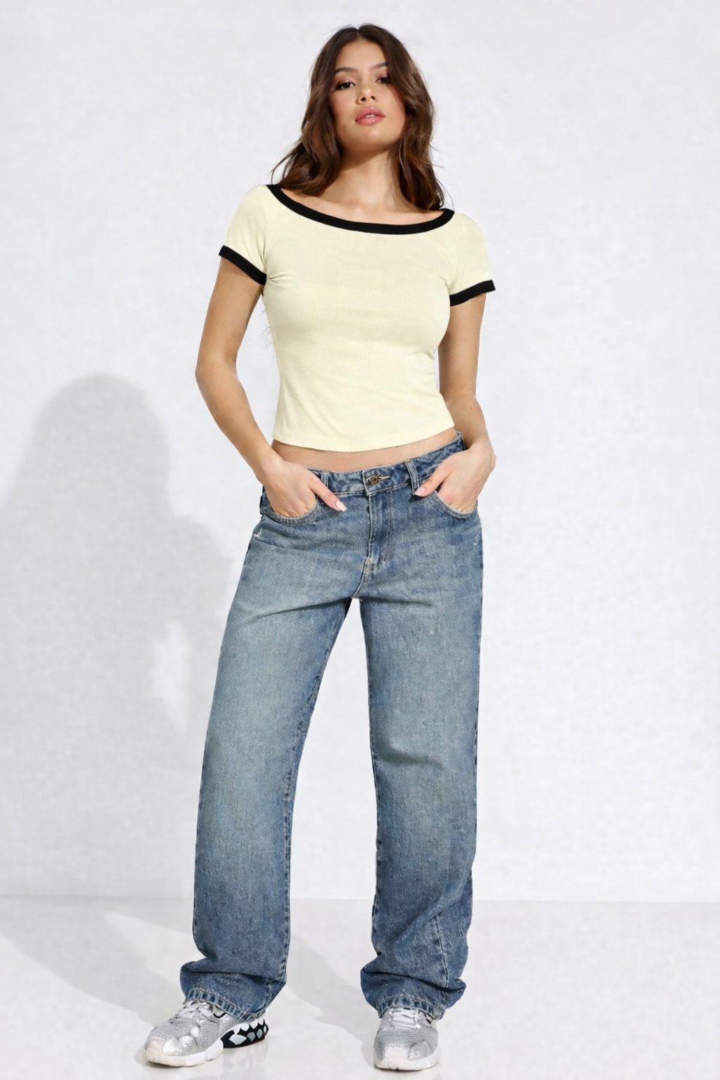 RǏWYÑ | Contrast Soft Touch Scoop Neck Tee