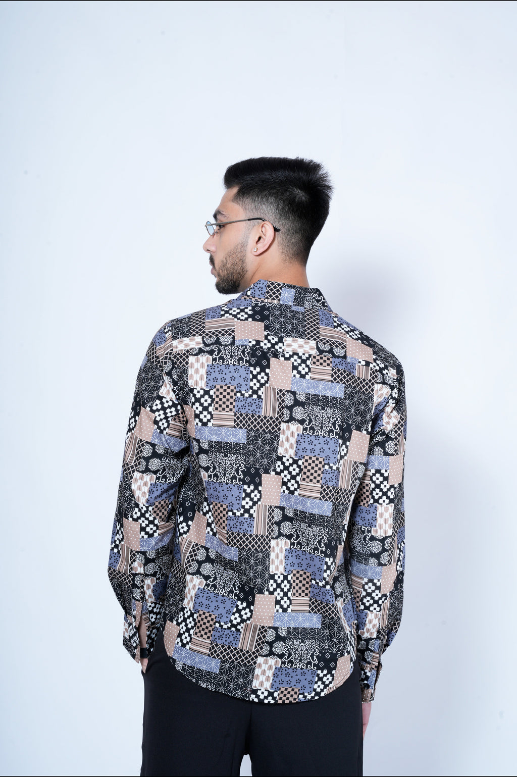 RIWYN Patchwork Abstract Full-Sleeves Shirt