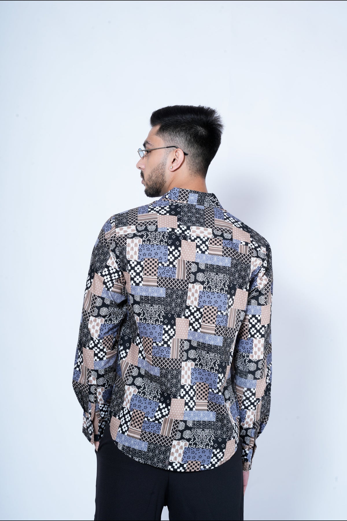 RIWYN Patchwork Abstract Full-Sleeves Shirt