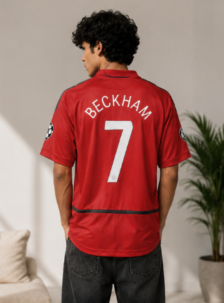 RǏWYÑ Beckham 7 vintage football jersey back view