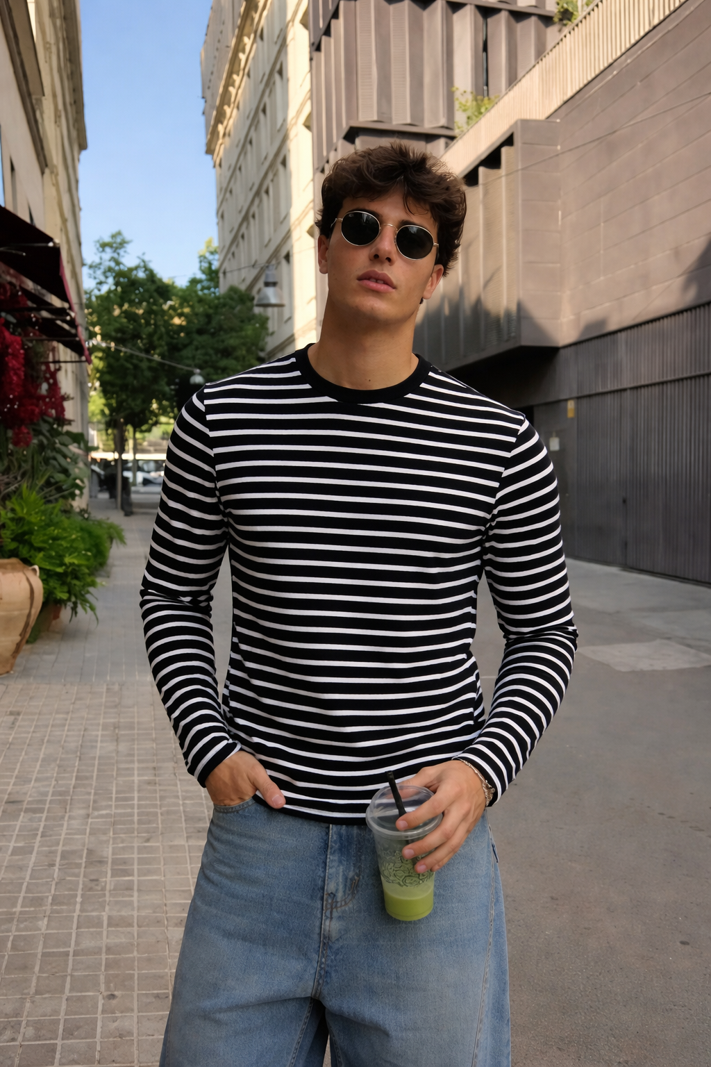 RIWYN Stripe Mode Long Sleeve Tshirt