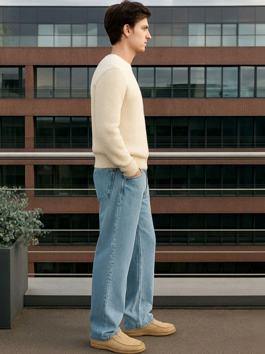 DAIME Men Relaxed Fit Mid-Rise Stretchable Jeans
