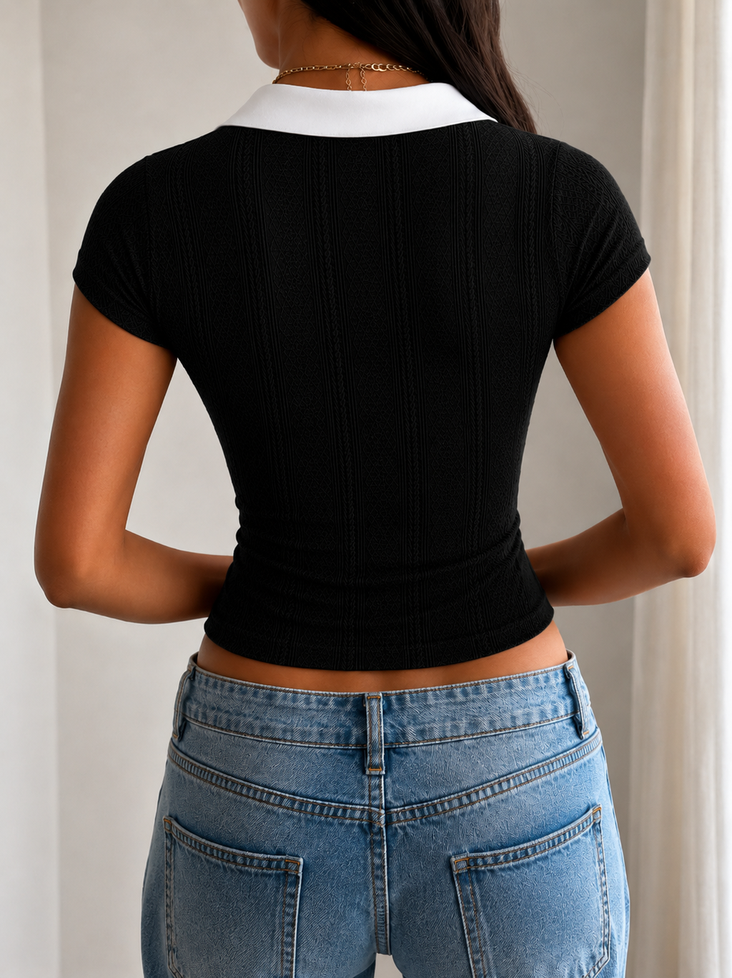 RǏWYÑ | Layer Up Shirt-Detail Knit Top