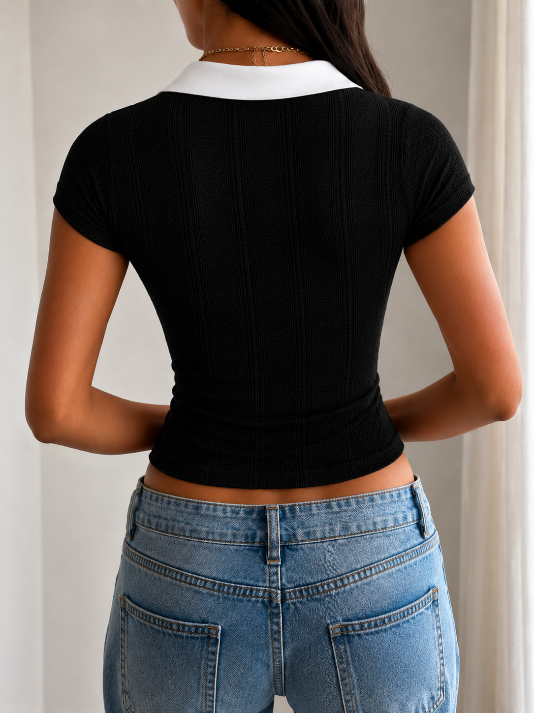 RǏWYÑ | Layer Up Shirt-Detail Knit Top