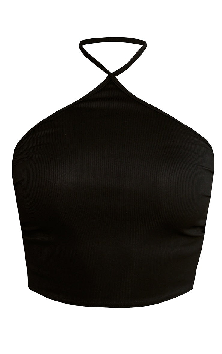 RǏWYÑ | Fancy Halter Neck Plus Size Rib Top