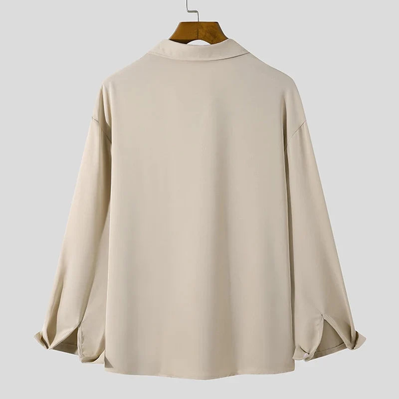RIWYN Daily Loose Solid Color Long Sleeved Shirt