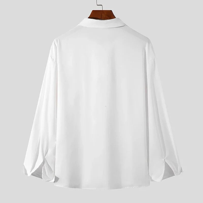 RIWYN Daily Loose Solid Color Long Sleeved Shirt