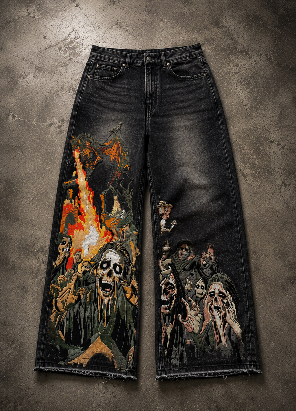 RIWYN DRAFIRE Wide-Leg Denim front view
