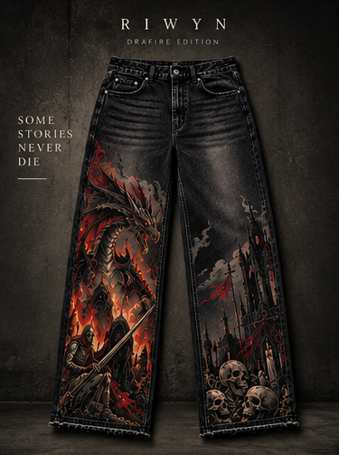 RǏWYÑ INFERNO wide-leg denim front view
