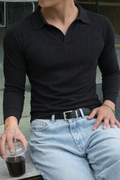 RIWYN Classic Ribbed Full-Sleeve Polo