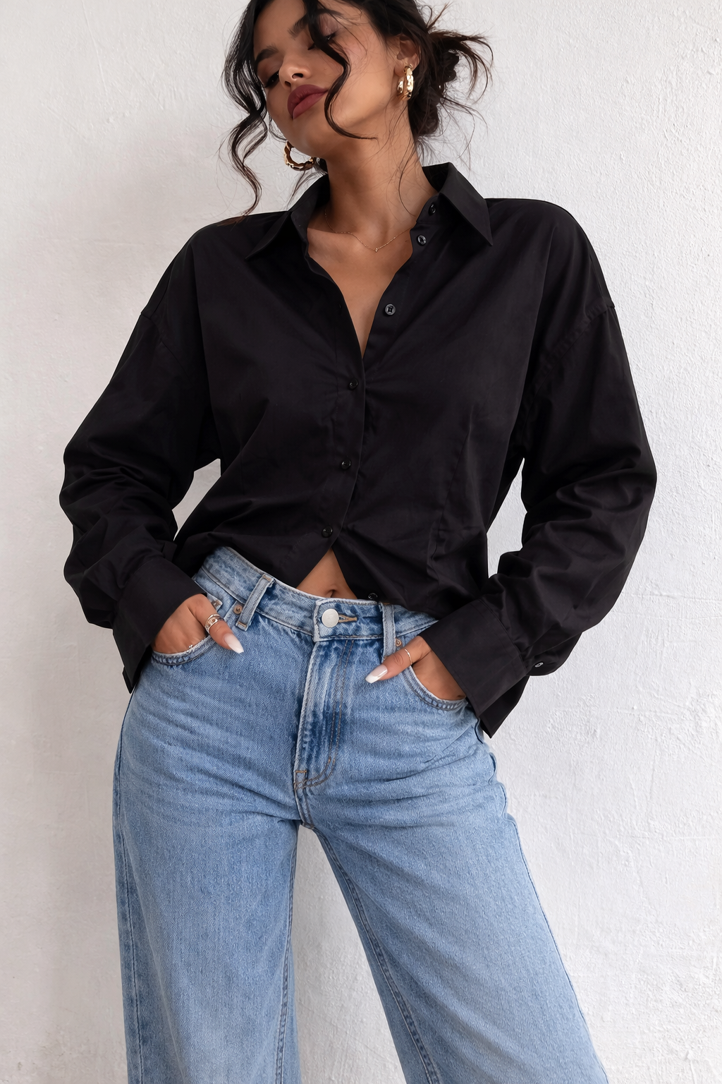 RǏWYÑ | Boyfriend Oversized Tie Up Shirt