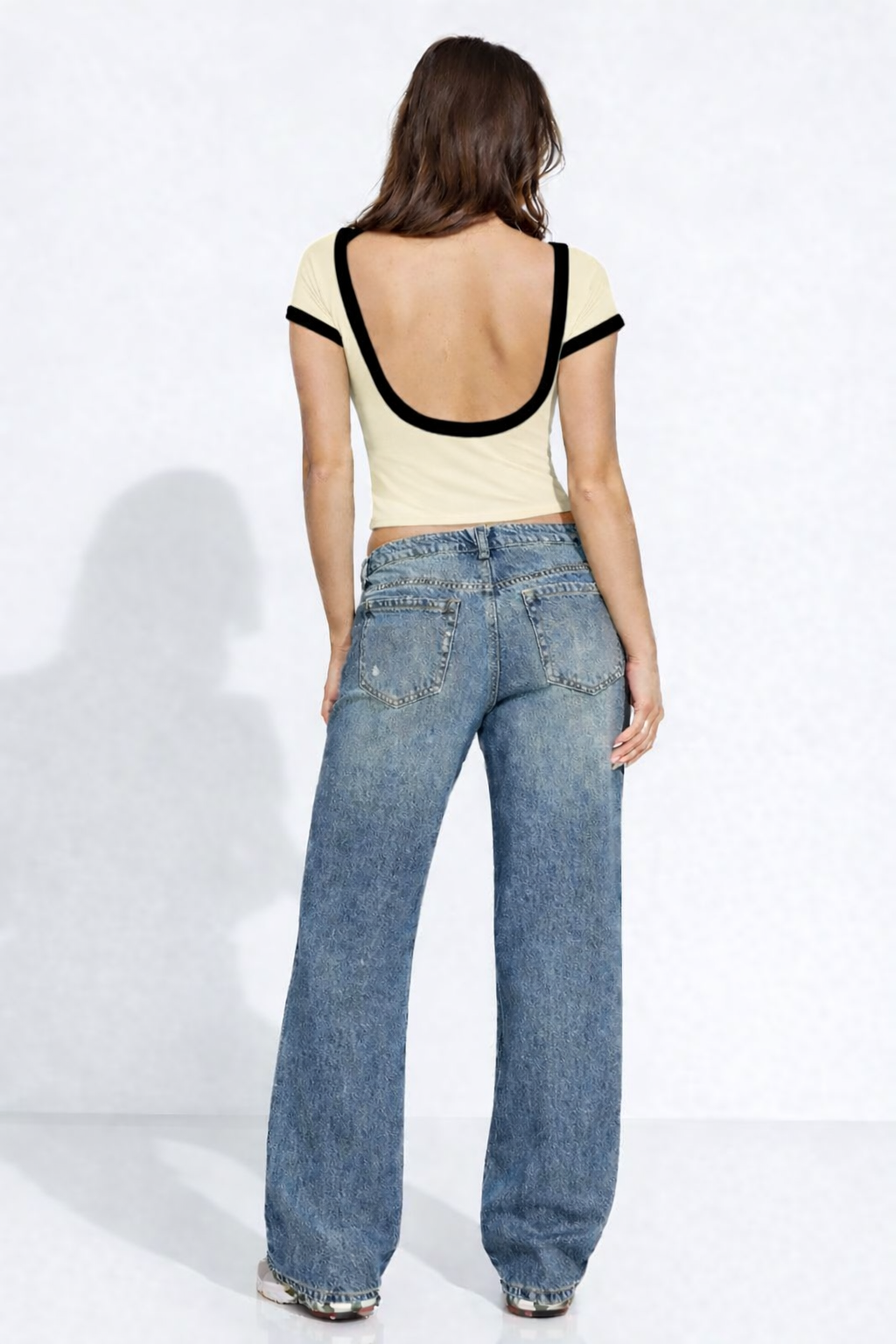 RǏWYÑ | Contrast Soft Touch Scoop Neck Tee