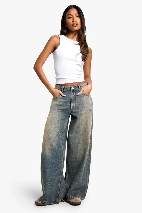 RǏWYÑ | Fade Dusk Blue Wide Leg Jeans