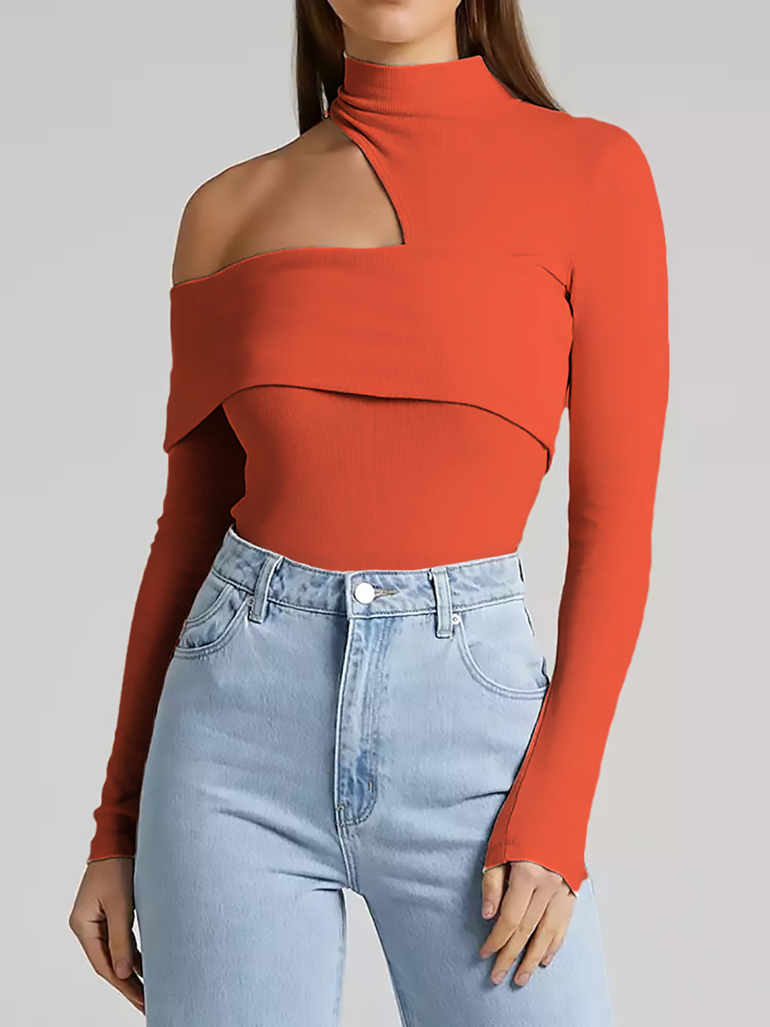 RǏWYÑ | Wrapped Shoulder High Neck Rib Top