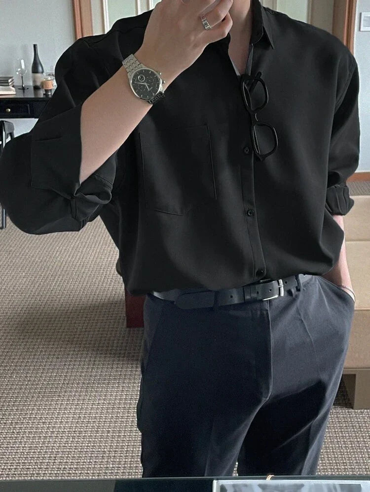 RIWYN Men baggy fit Korean style shirt