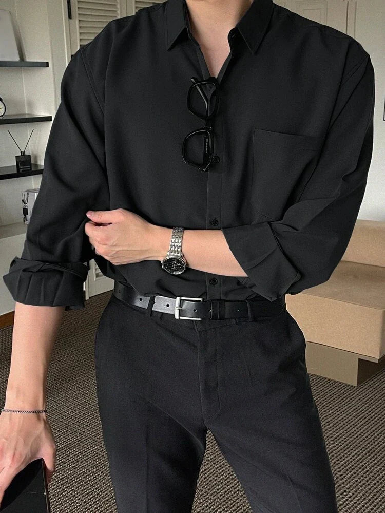 RIWYN Men baggy fit Korean style shirt