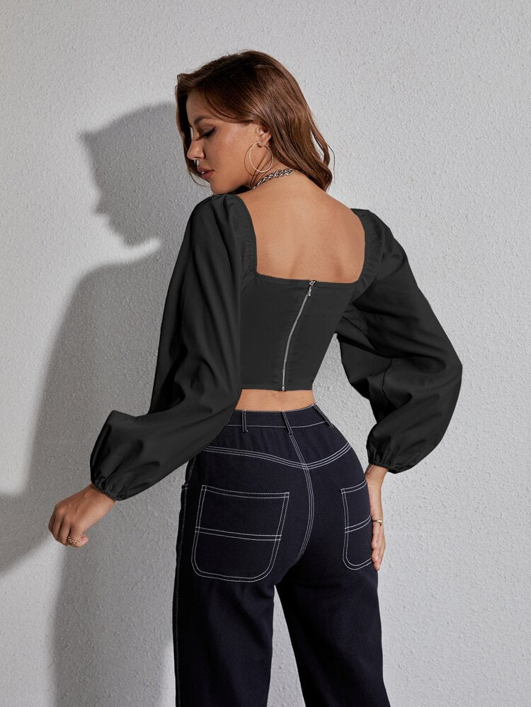 RǏWYÑ | Ruched Square Neck Corset Top