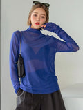 RǏWYÑ | Ruched Sleeve Sheer Top