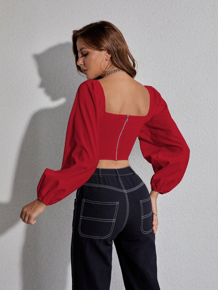 RǏWYÑ | Ruched Square Neck Corset Top