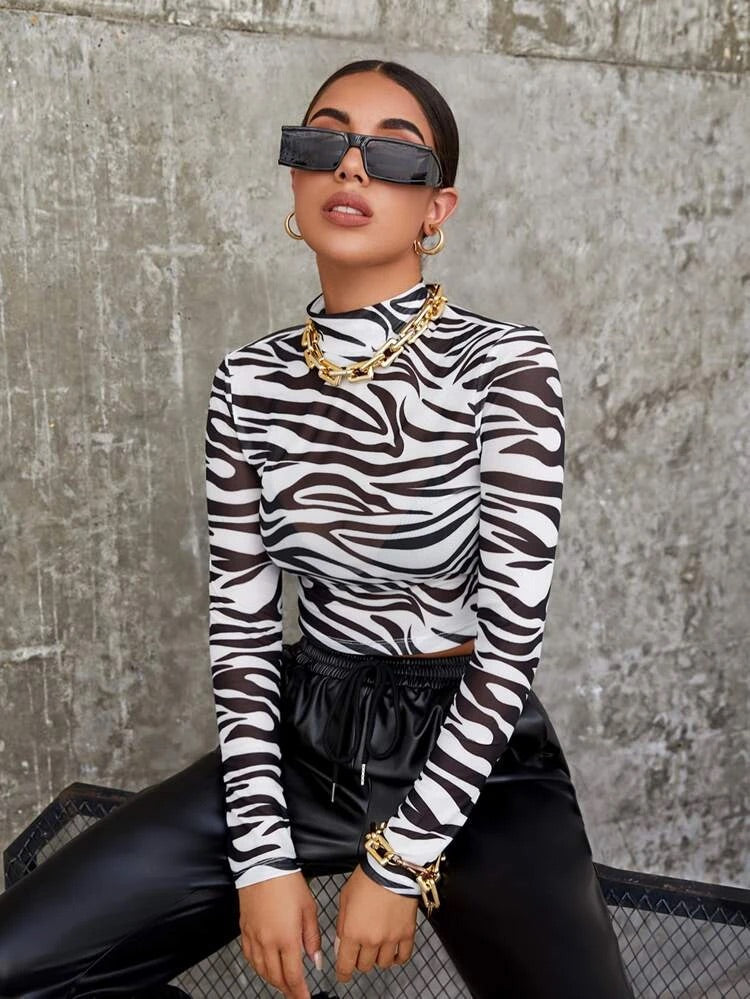 RǏWYÑ | Animal Print Mock Top