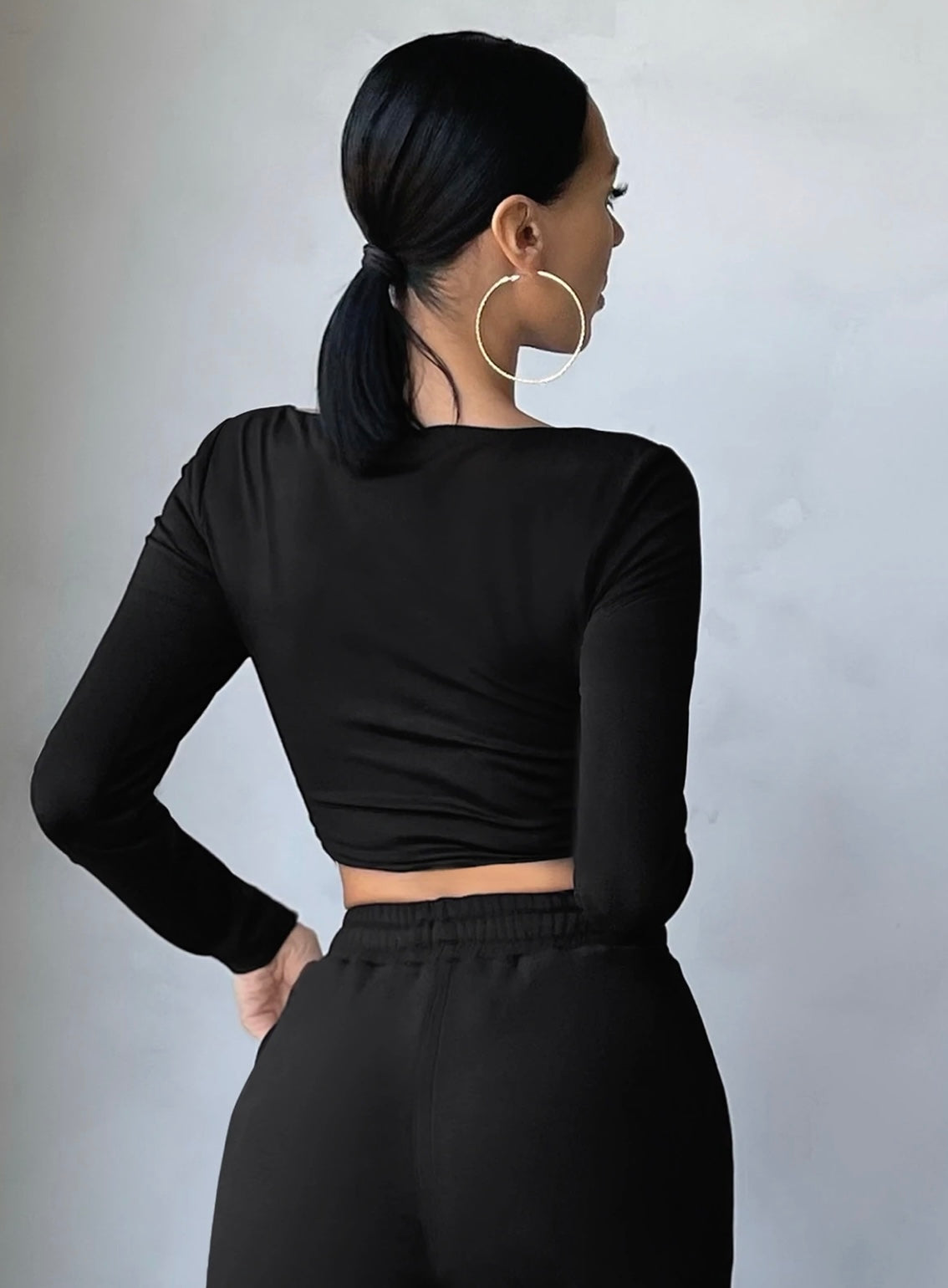 RǏWYÑ | Black Long-Sleeve Corset Top