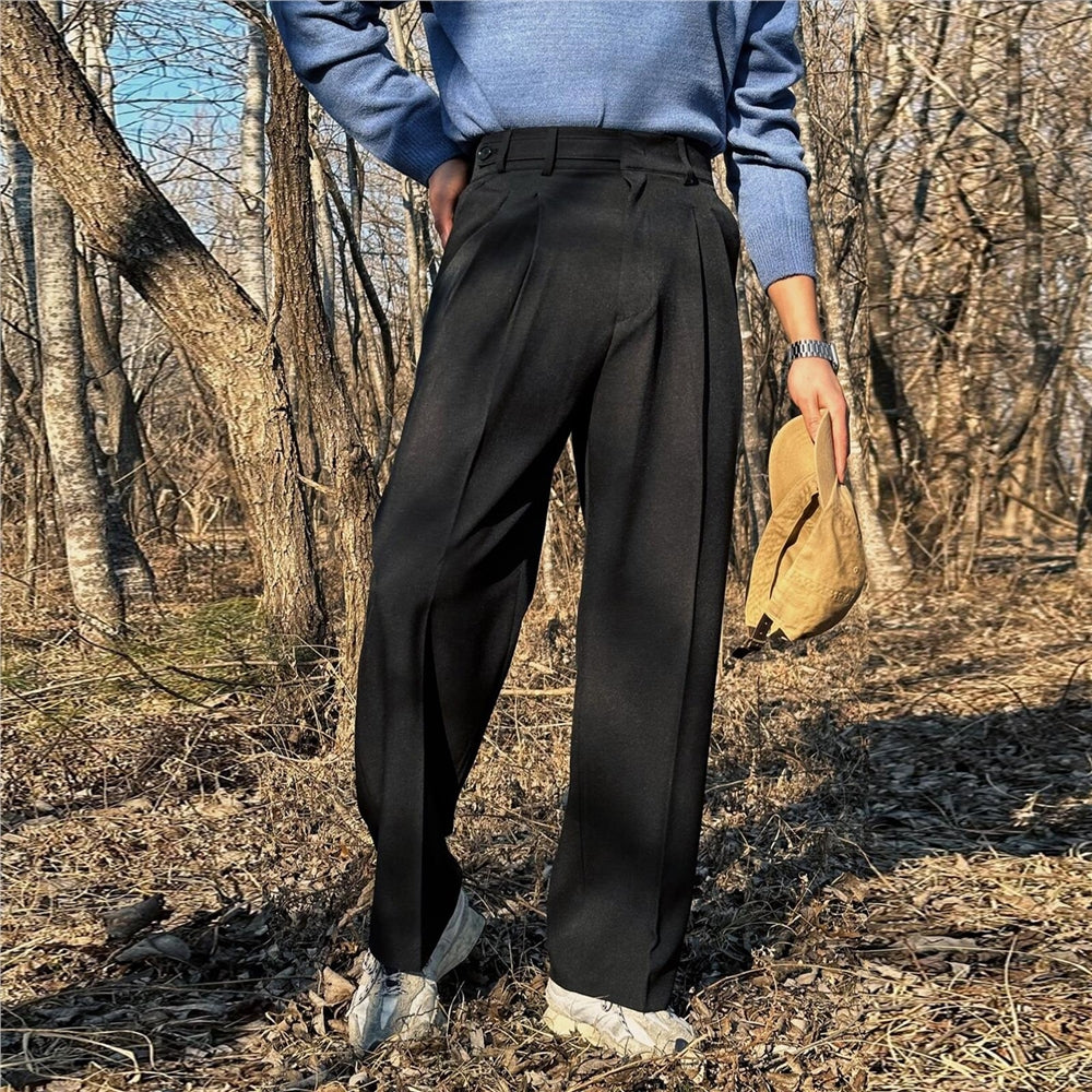 RIWYN Vintage Linen High Waist Straight Fit Trousers