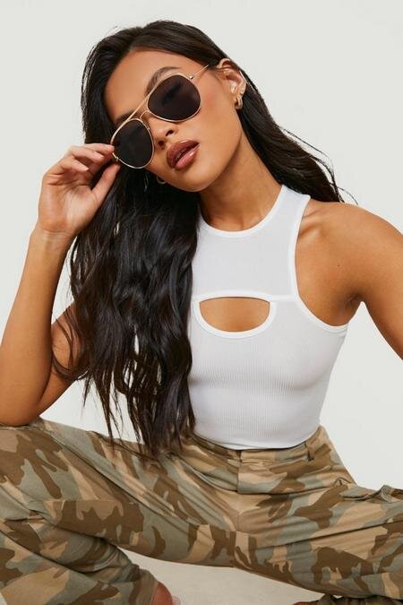 RǏWYÑ | Racer Neck Cutout Sleeveless Bodysuit