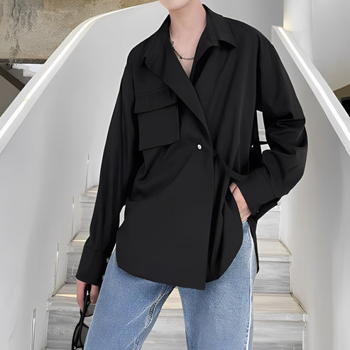 RIWYN Tokyo Style With Belt Oversized Shirt