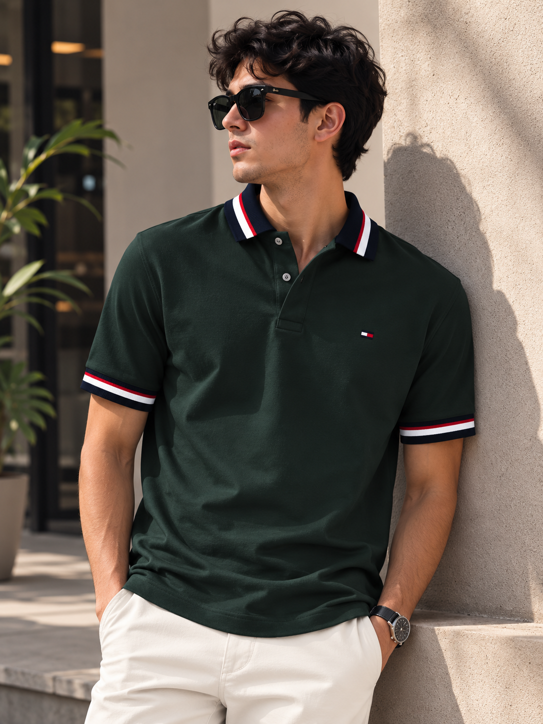 RǏWYÑ Classic Stripe Polo Black